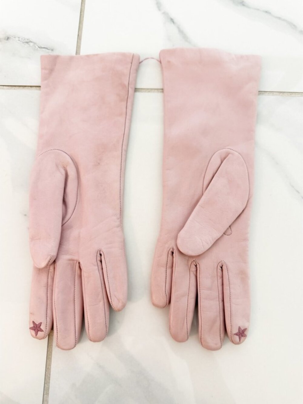 NM Neiman Marcus Ladies Pink Leather Cashmere Lined Gloves 6.5 - Picture 3 of 11
